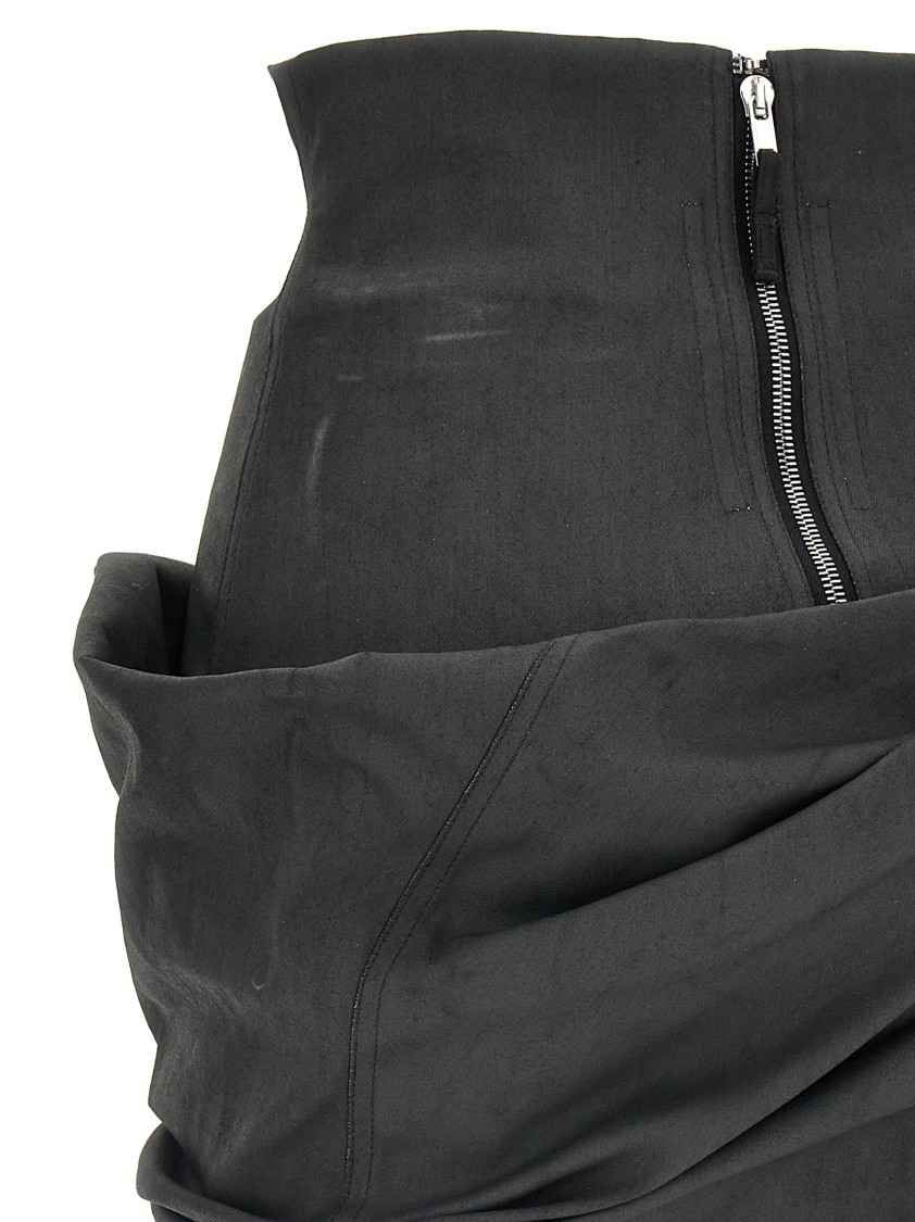 Rick Owens Coated Stretch Cotton Mini Skirt In Black