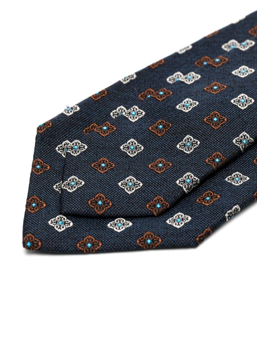 BARBA NAPOLI BARBA GEOMETRIC PATTERNED BLACK TIE WITH TEXTURED FABRIC