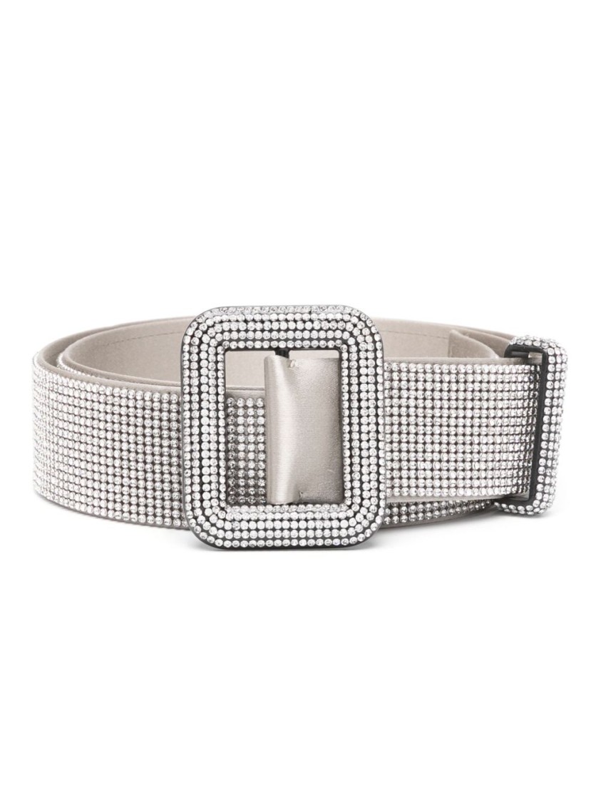 Benedetta Bruzziches Silk Rhinestone Mesh Belt With Sophisticated Buckle