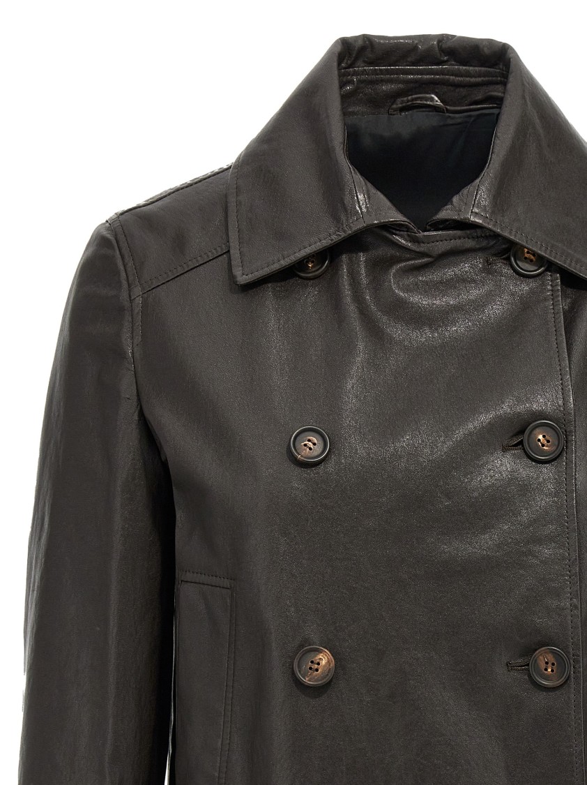 Brunello Cucinelli Cropped Caban With Monile Detail In Brown