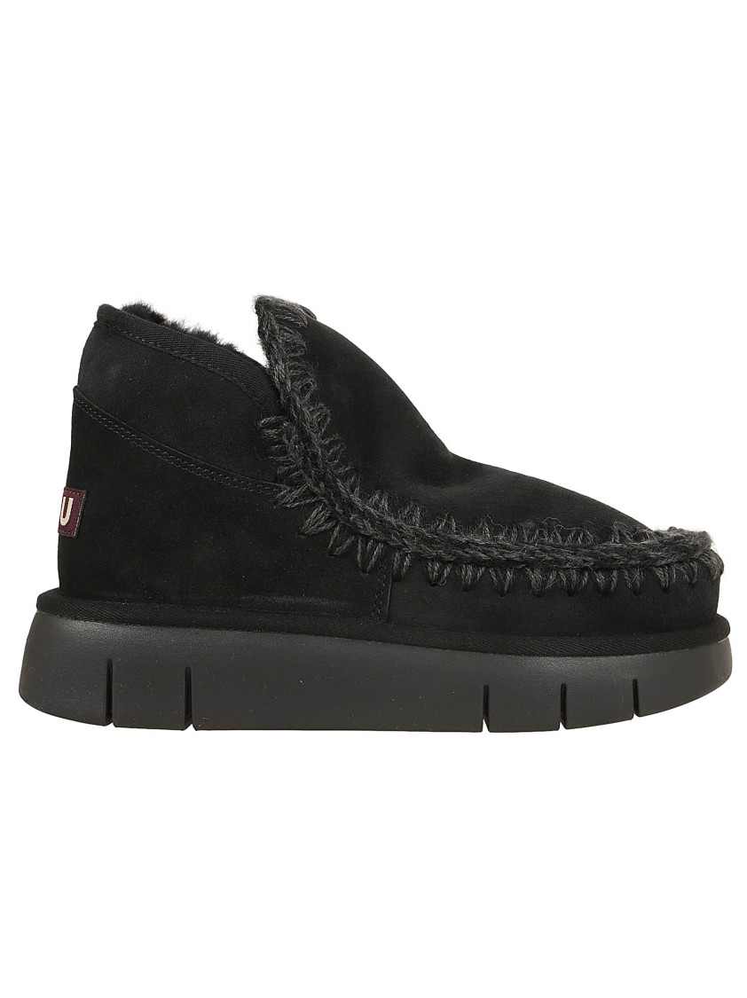 MOU MOU CHUNKY SOLE ANKLE BOOTS WITH STITCHED DETAILING