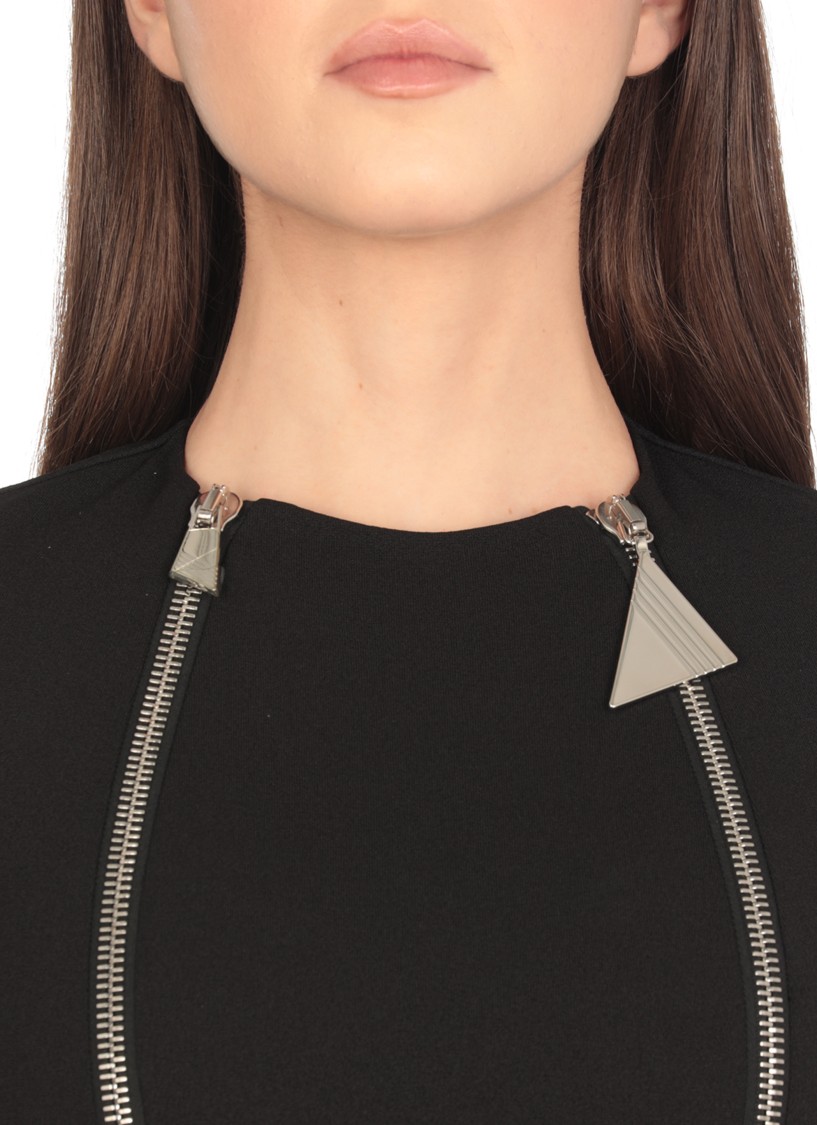 Attico Polyester Dress With Long Sleeves And Fitted Silhouette In Black