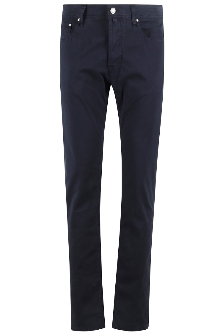 JACOB COHEN JACOB COHEN TAPERED NAVY GABARDINE STRETCH PANTS
