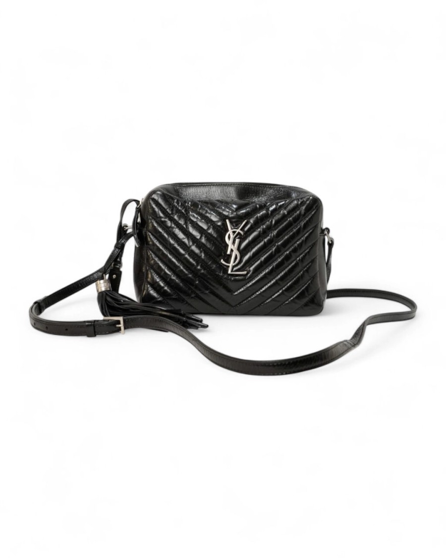Saint Laurent Lou Quilted Camera Bag In Black In Black