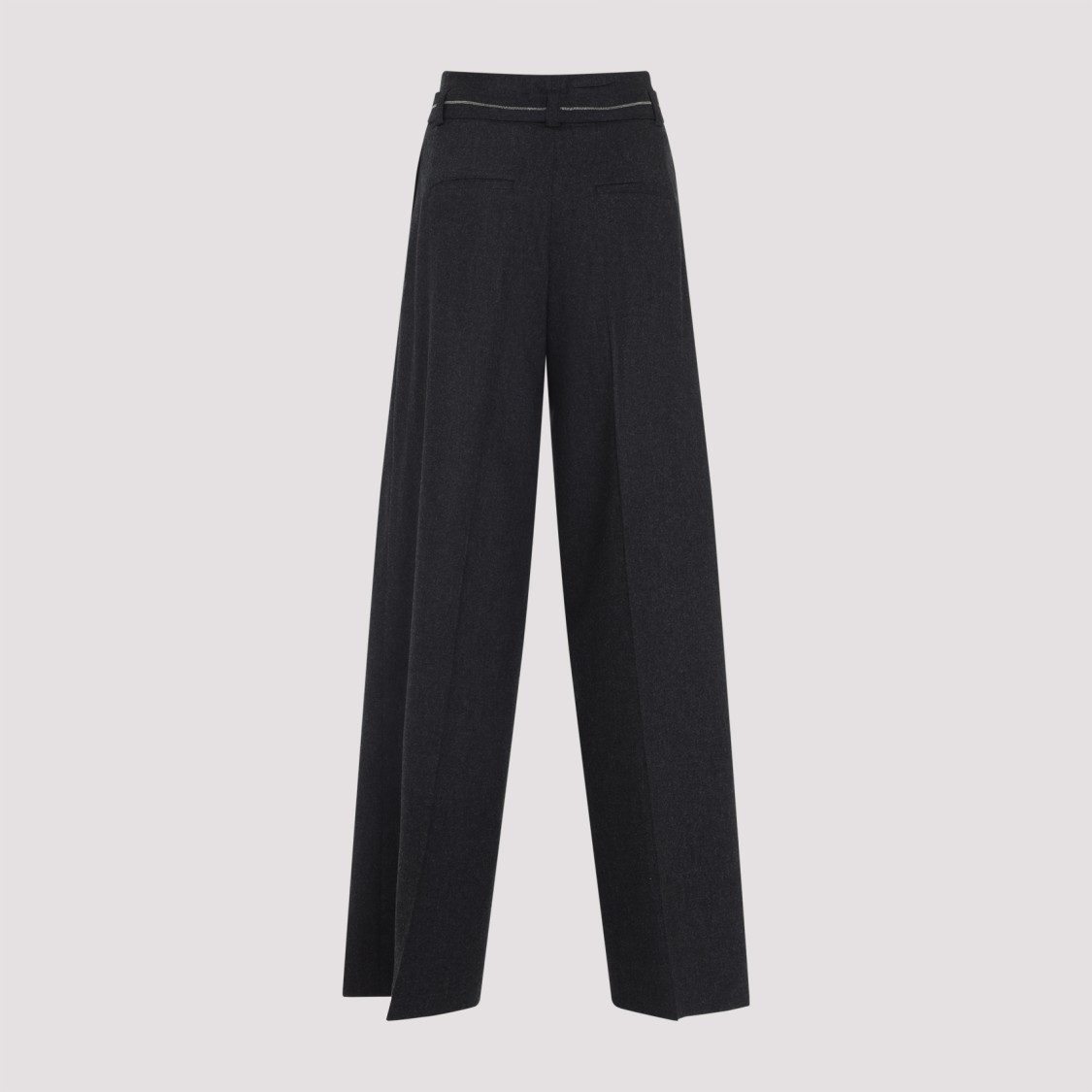 Peserico High-waisted Wide-leg Trousers With Self-tie Belt In Black