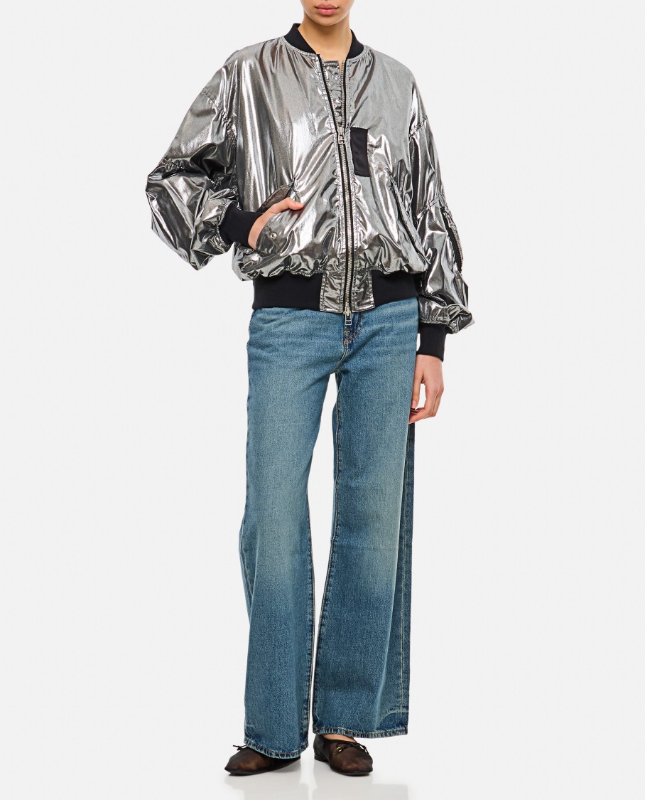 Junya Watanabe Casual Jacket With Elasticated Hem And Metallic Finish In Silver