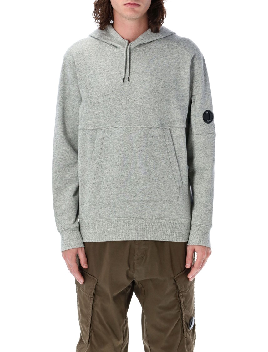 C.p. Company Diagonal Raised Fleece Lens Hooded Sweatshirt In Grey