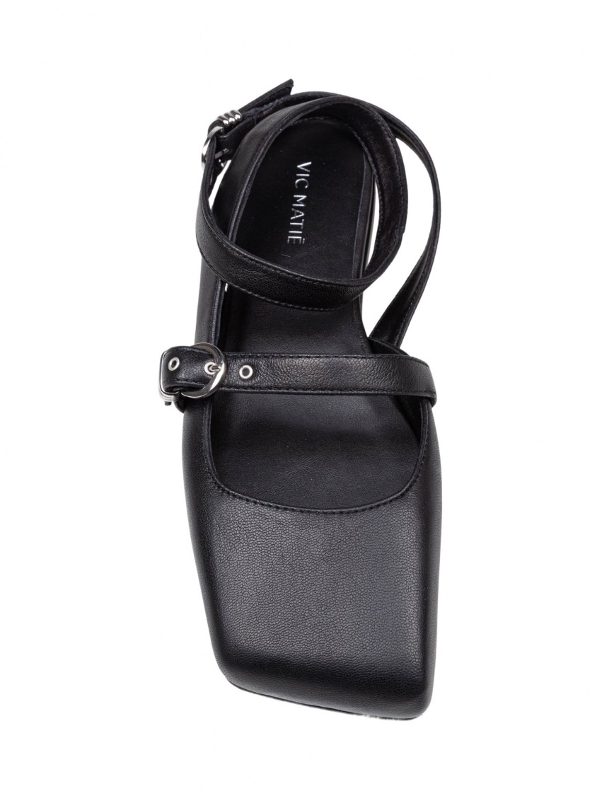 Vic Matie Square Closed Chanel Ballerina Shoe In Nappa Color Black In Grey