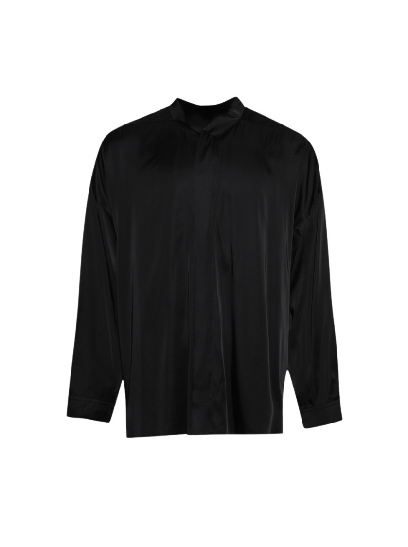 Rick Owens Oversized Snap Collar Faun Shirt Black In Black