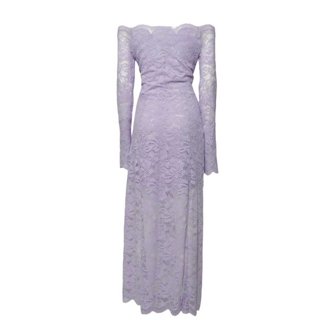 Rabanne Long Lilac Lace Dress Bardot Neckline In Purple