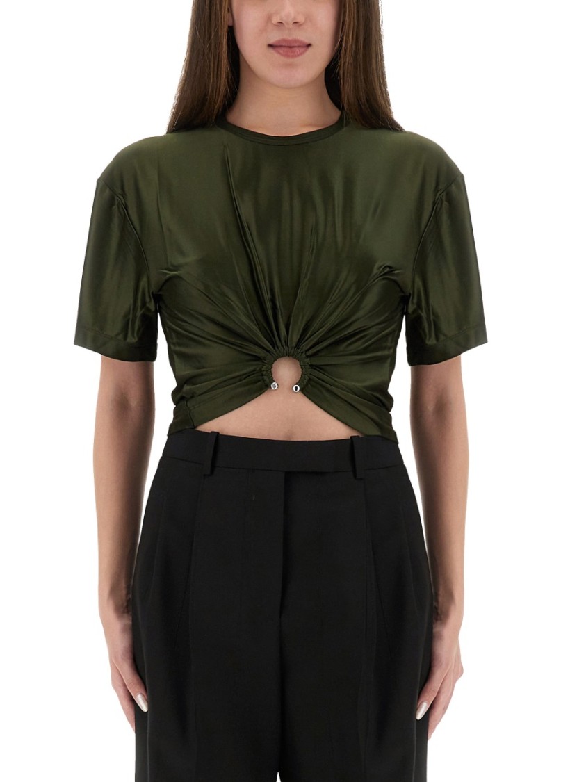 Rabanne Cropped T-shirt In Green