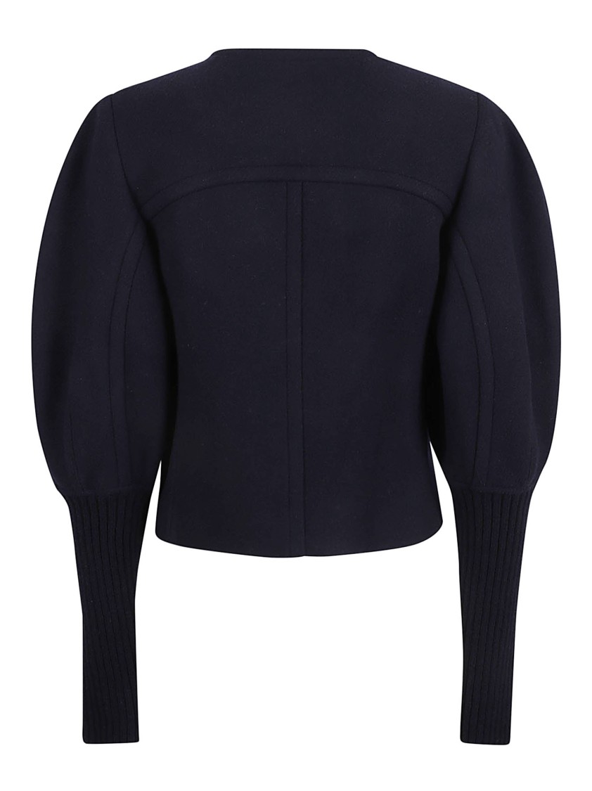 Chloé Structured Coat With Unique Puffed Sleeves In Blue