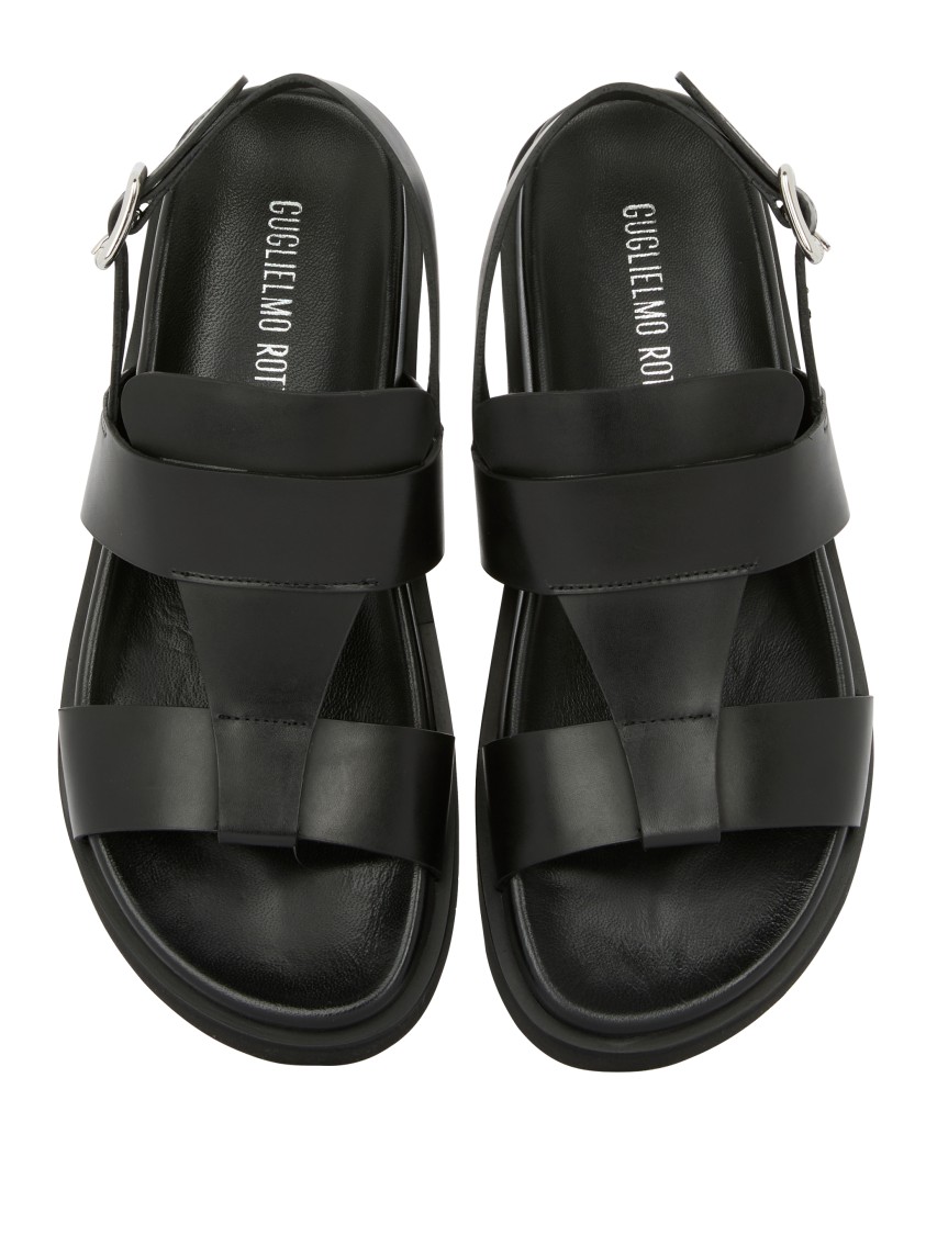 Guglielmo Rotta Black Sandals With Wide Straps And Adjustable Buckle