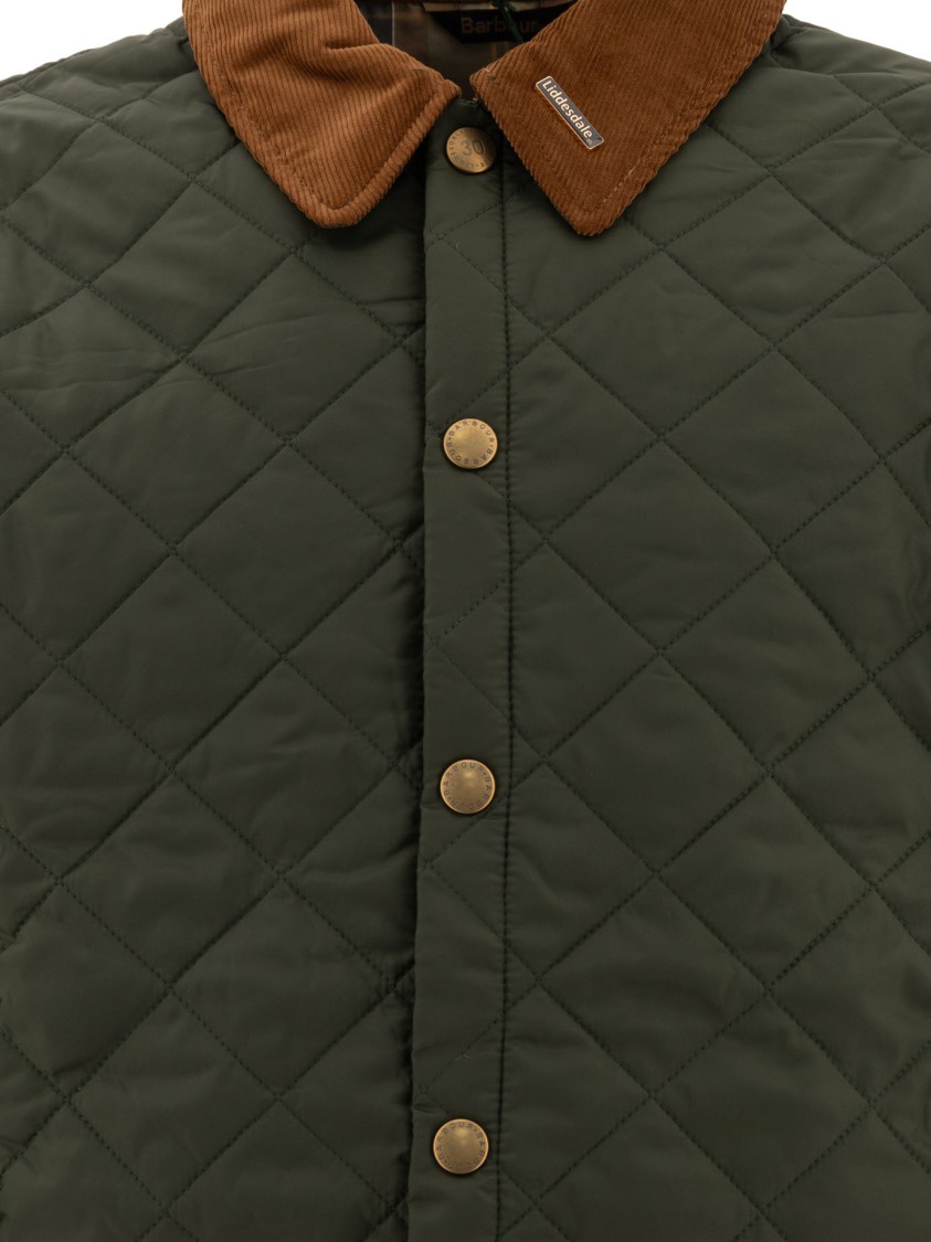 Barbour Quilted Long Length Jackets With Contrast Collar In Green